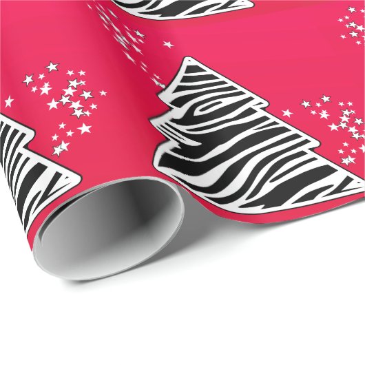Papier Cadeau Arbre de Noël Red Zebra (Coin rond)