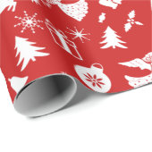 Papier Cadeau Arbre de Noël Reindeer Flocon de neige Angle Rouge (Coin rond)