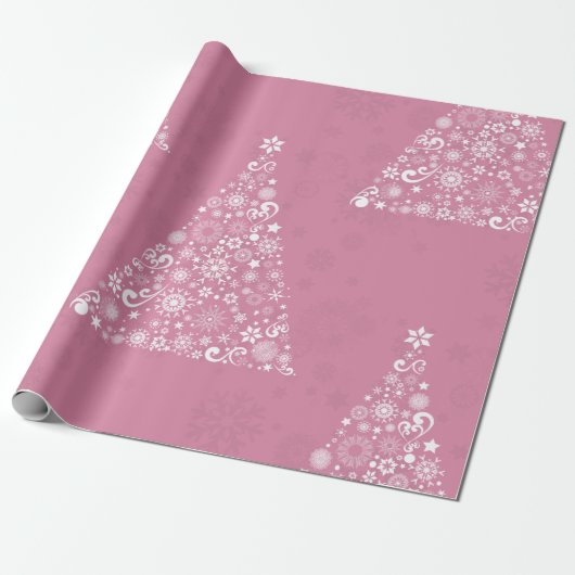 Papier Cadeau arbre de Noël rose (Déroulé)
