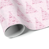 Papier Cadeau Arbre de Noël rose (Coin rond)