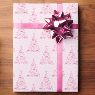 Papier Cadeau Arbre de Noël rose