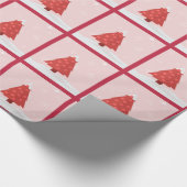 Papier Cadeau Arbre de Noël rose et rouge (Coin)