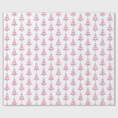 Papier Cadeau Arbre de Noël rose et vert (Plat)