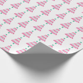 Papier Cadeau Arbre de Noël rose et vert (Coin)