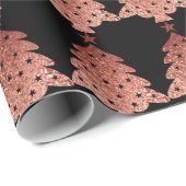 Papier Cadeau Arbre de Noël Rose Gold Copper Or Noir (Coin rond)