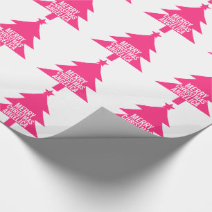 Papier Cadeau Arbre de Noël rose Joyeux Noël Nom personnalisé