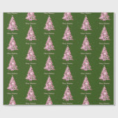Papier Cadeau Arbre de Noël rose moderne vert (Plat)