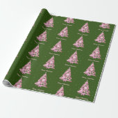 Papier Cadeau Arbre de Noël rose moderne vert (Déroulé)