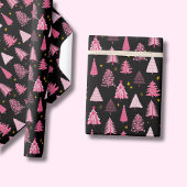 Papier Cadeau Arbre de Noël rose noir