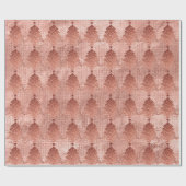 Papier Cadeau Arbre de Noël rose or cuivre or lin (Plat)