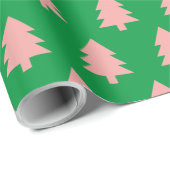Papier Cadeau Arbre de Noël rose pastel (Coin rond)