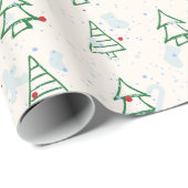 Papier Cadeau Arbre de Noël rose vif moderne géométrique (Coin rond)