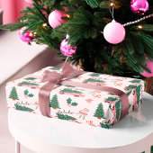 Papier Cadeau Arbre de Noël rose Vintage Retro Van
