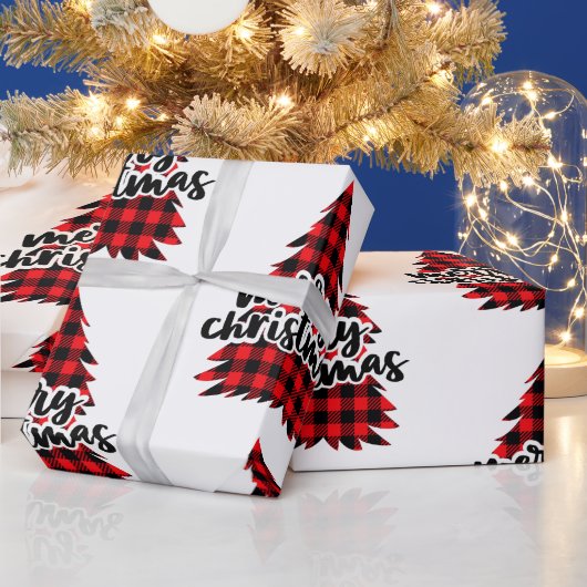Papier Cadeau Arbre de Noël rouge et noir (Vacances)