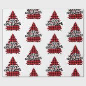 Papier Cadeau Arbre de Noël rouge et noir (Plat)