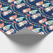 Papier Cadeau Arbre de Noël Rouge Gnomes Aquarelle Vacances (Coin)