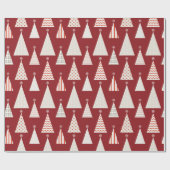 Papier Cadeau Arbre de Noël Rouge moderne Vacances festives élég (Plat)