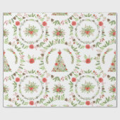 Papier Cadeau Arbre de Noël rustique d'aquarelle (Plat)