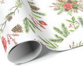 Papier Cadeau Arbre de Noël rustique d'aquarelle (Coin rond)