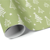Papier Cadeau Arbre de Noël rustique d'hiver et vert neigeux (Coin rond)