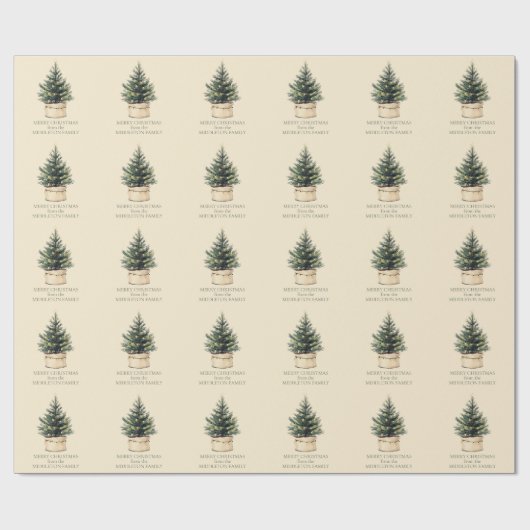 Papier Cadeau Arbre de Noël rustique minimal (Plat)