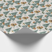 Papier Cadeau Arbre de Noël rustique vert et beige (Coin)