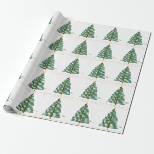 Papier Cadeau Arbre de Noël scandinave en or simple (Déroulé)