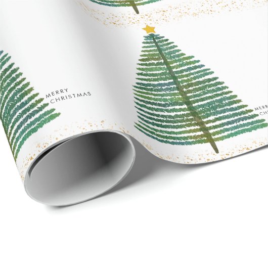 Papier Cadeau Arbre de Noël scandinave en or simple (Coin rond)