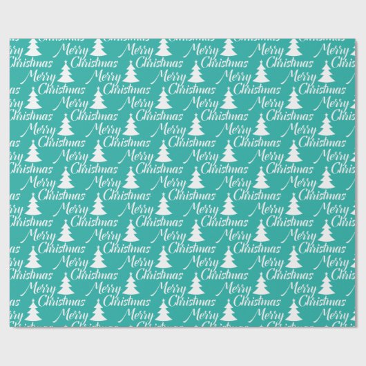 Papier Cadeau Arbre de Noël simple de turquoise (Plat)