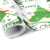 Papier Cadeau Arbre de Noël & Snowmen - (Coin rond)