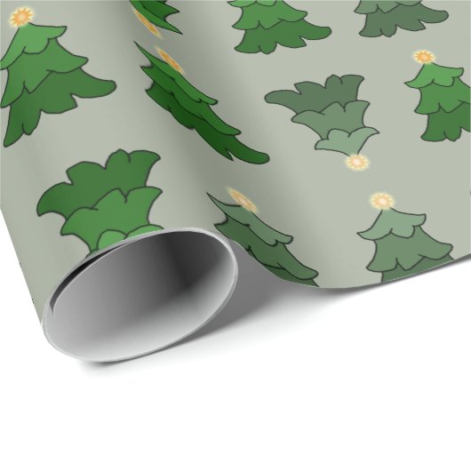 Papier Cadeau Arbre de Noël sur l'argent fait sur commande (Coin rond)