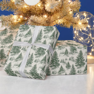 Papier Cadeau Arbre de Noël Toile De Jouy Green