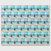 Papier Cadeau Arbre de Noël tropical sur une plage (Plat)