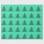 Papier Cadeau Arbre de Noël Turquoise Leopard Cheetah (Plat)