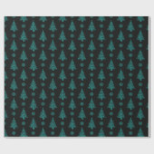 Papier Cadeau Arbre de Noël turquoise noir foncé foncé (Plat)