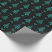 Papier Cadeau Arbre de Noël turquoise noir foncé foncé (Coin)