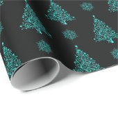 Papier Cadeau Arbre de Noël turquoise noir foncé foncé (Coin rond)