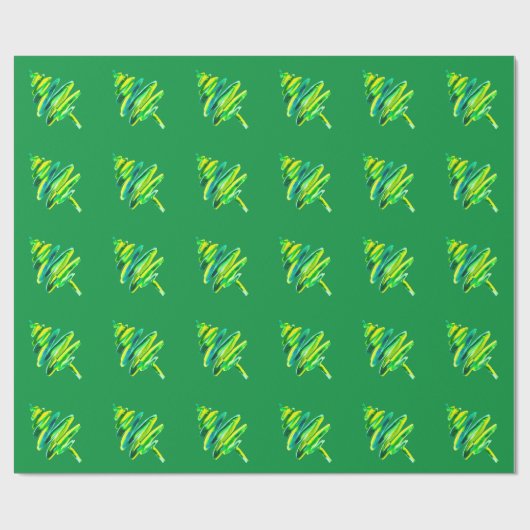 Papier Cadeau Arbre de Noël vert (Plat)