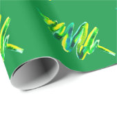 Papier Cadeau Arbre de Noël vert (Coin rond)