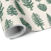 Papier Cadeau Arbre de Noël vert Arbre de pin Neige blanche (Coin rond)