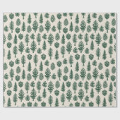 Papier Cadeau Arbre de Noël vert Arbre de pin Neige blanche (Plat)