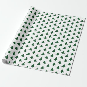 Papier Cadeau Arbre de Noël vert/blanc Motif emblématique