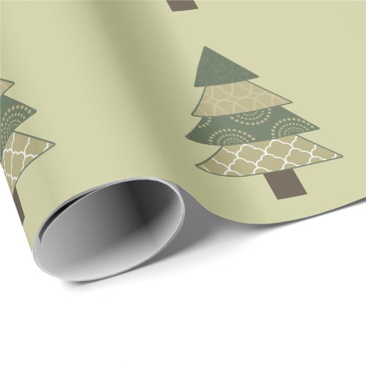 Papier Cadeau Arbre de Noël vert chic (Coin rond)