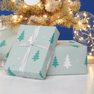 Papier Cadeau Arbre de Noël vert et blanc Noël moderne
