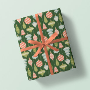 Papier Cadeau Arbre de Noël vert millésimé