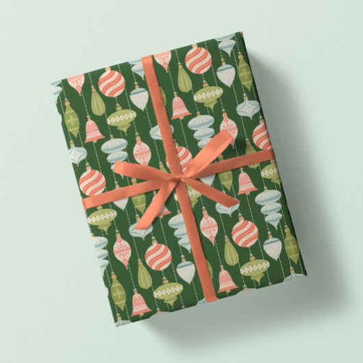 Papier Cadeau Arbre de Noël vert millésimé