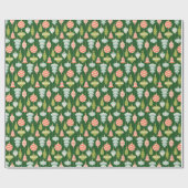 Papier Cadeau Arbre de Noël vert millésimé (Plat)