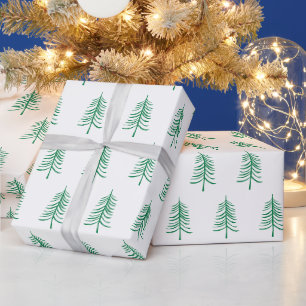 Papier Cadeau Arbre de Noël vert minimaliste moderne