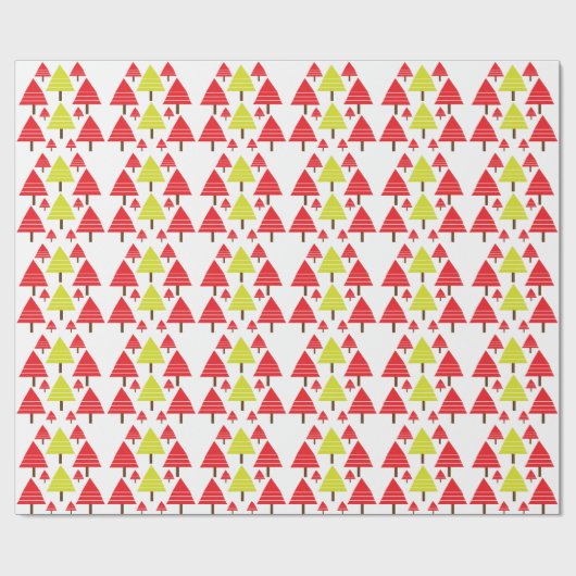 Papier Cadeau Arbre de Noël vert rouge (Plat)