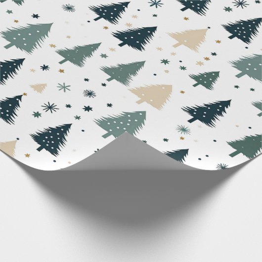 Papier Cadeau Arbre de Noël vert simple (Coin)